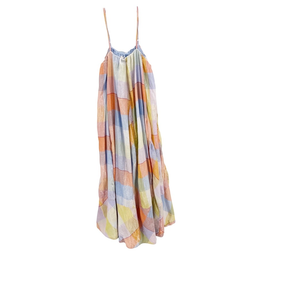 Anthropologie Pilcro Plaid Tent Maxi Dress Shimmer Pastel Metallic 2X Plus Size - Picture 3 of 10